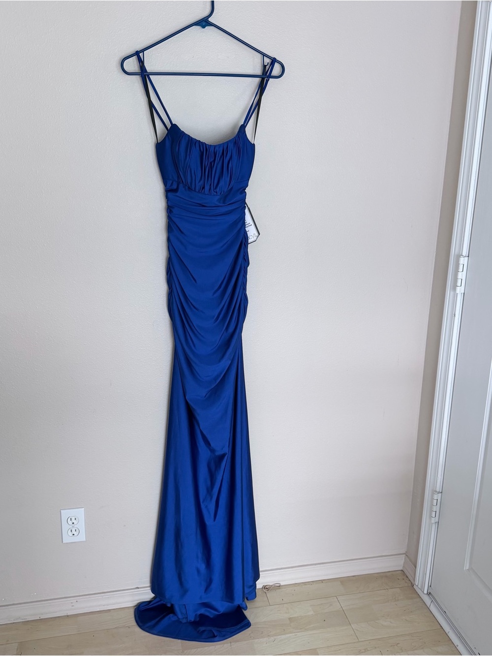 NWT Macy's Cobalt Blue Ruched Spaghetti-Strap Maxi Dress
